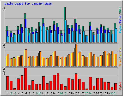 Daily usage for January 2016