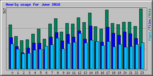 Hourly usage for June 2016